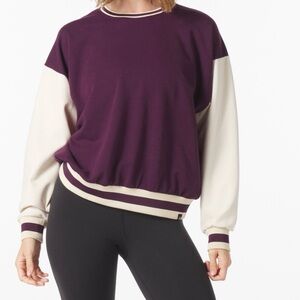 Glyder Mulberry and Oat milk Varsity Crew, Size Large‎